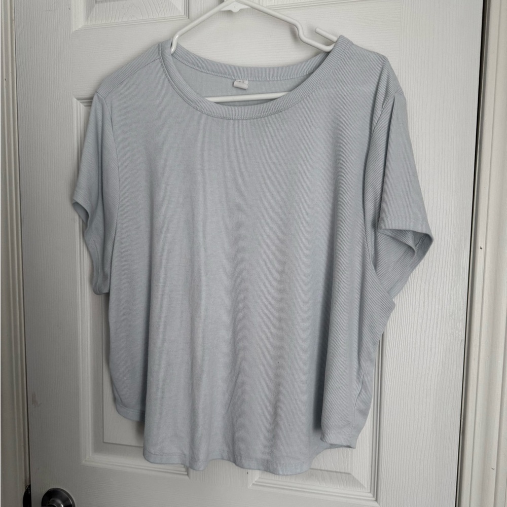 Ribbed Blue Top